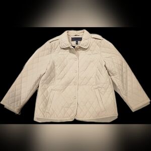 NWOT! Tommy Hilfiger Women's Diamond Quilted Full Zip L Jacket, Beige Size XL